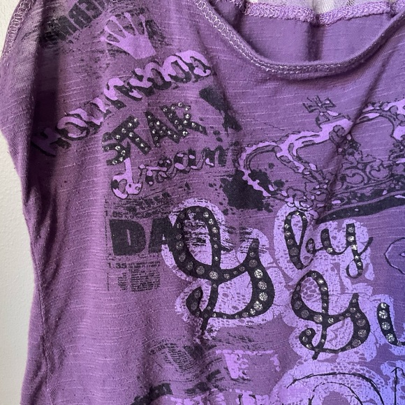 Guess Los Angeles Purple Lace Graphic Tank Top – Size Small - Picture 2 of 9